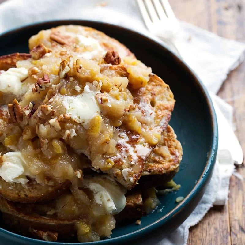 A picture of French Toast with Pear Chutney and Mascarpone