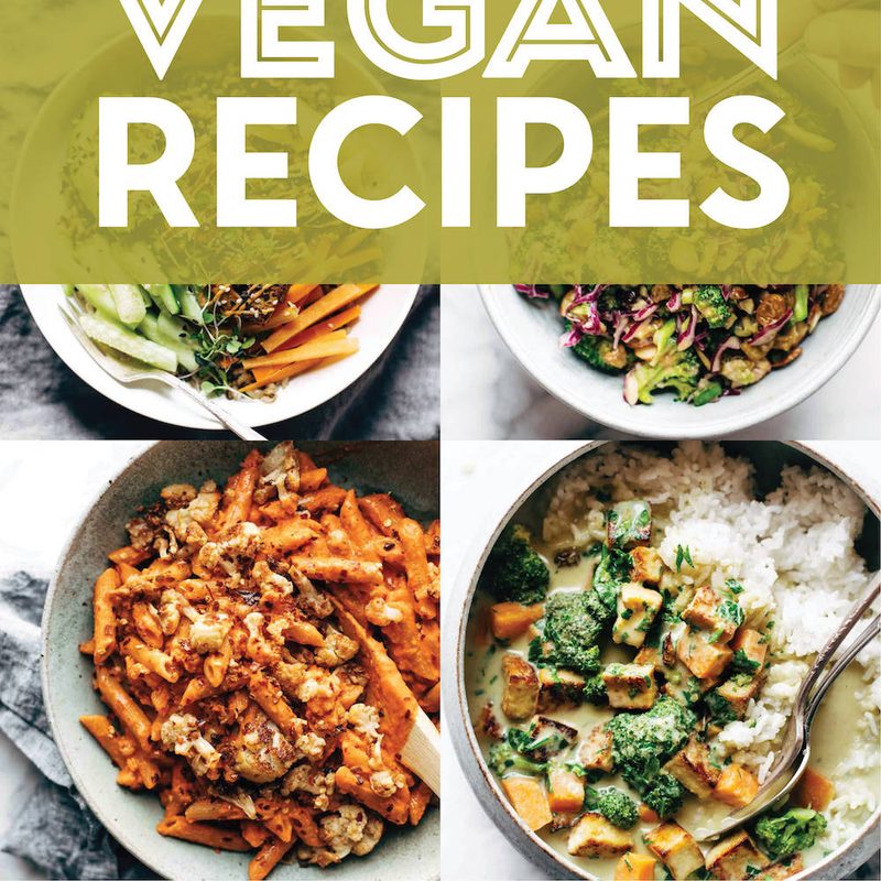 Healthy vegan recipes in a collage.