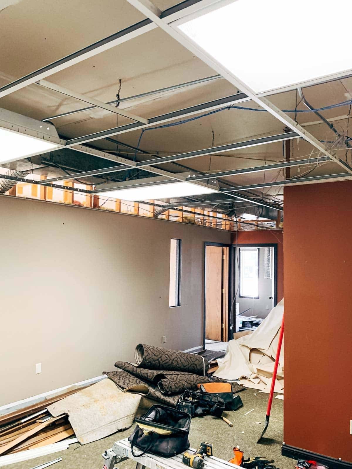 An office space being renovated.